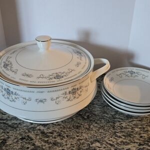 Vintage Porcelain China Made In Japan- Diane Pattern With Platinum Rim